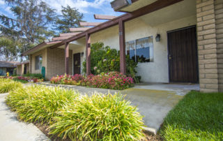 Entryway and landscaping outside of the Independent Living cottages