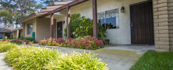 Entryway and landscaping outside of the Independent Living cottages
